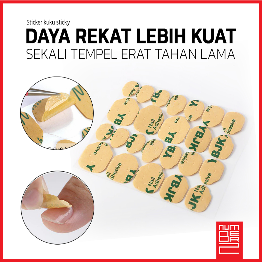 Lem sticker kuku palsu tempel glue jelly super kuat double tape tahan lama anti air  1 pack isi 24 n