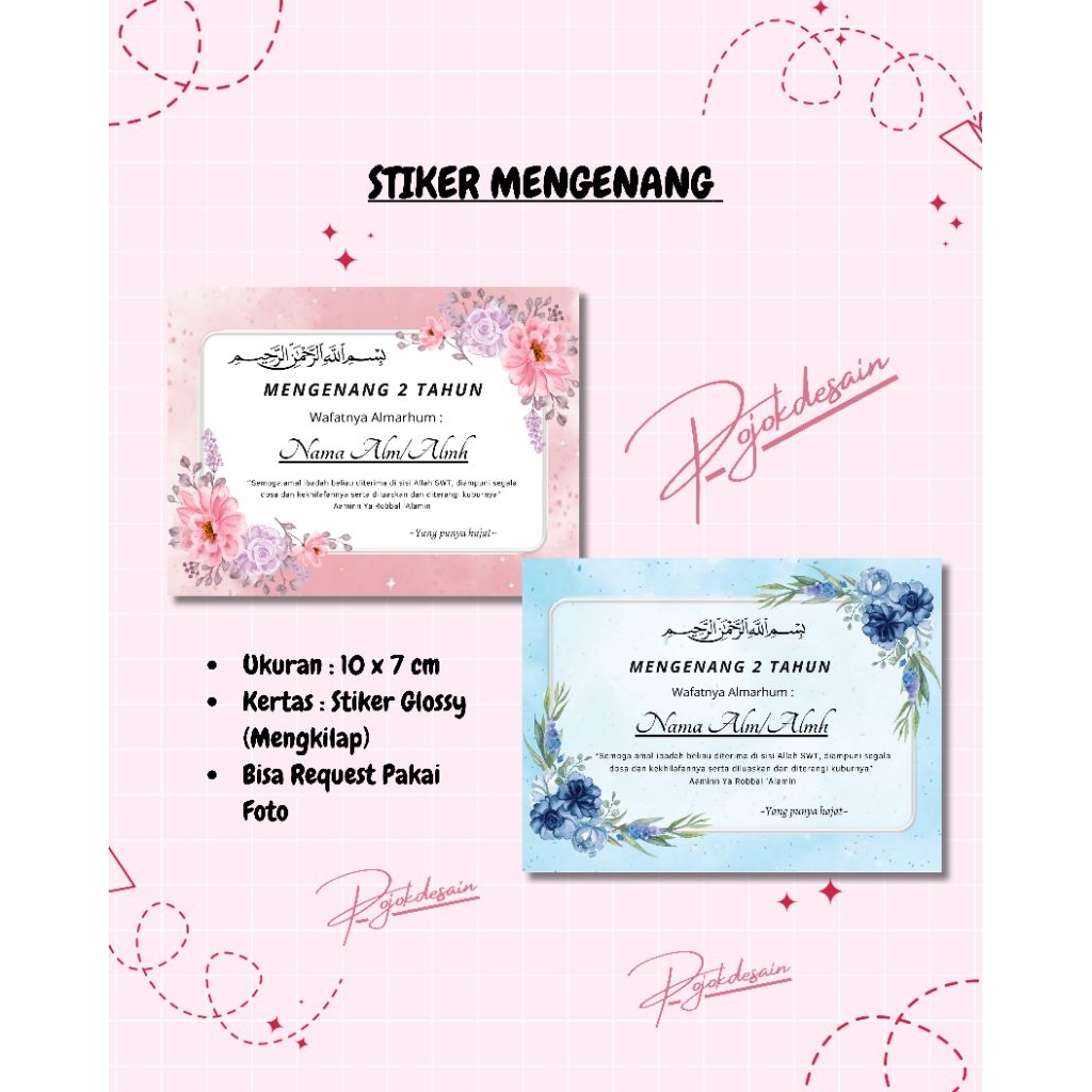 

Stiker Mengenang 40/100/1000 hari bahan glossy