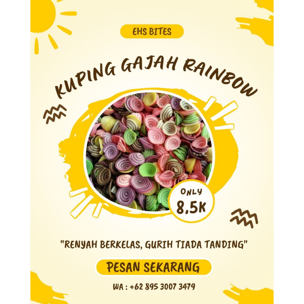 

KUPING GAJAH RAINBOW MINI 100 GRAM / KUPING GAJAH MINI / EHS BITES