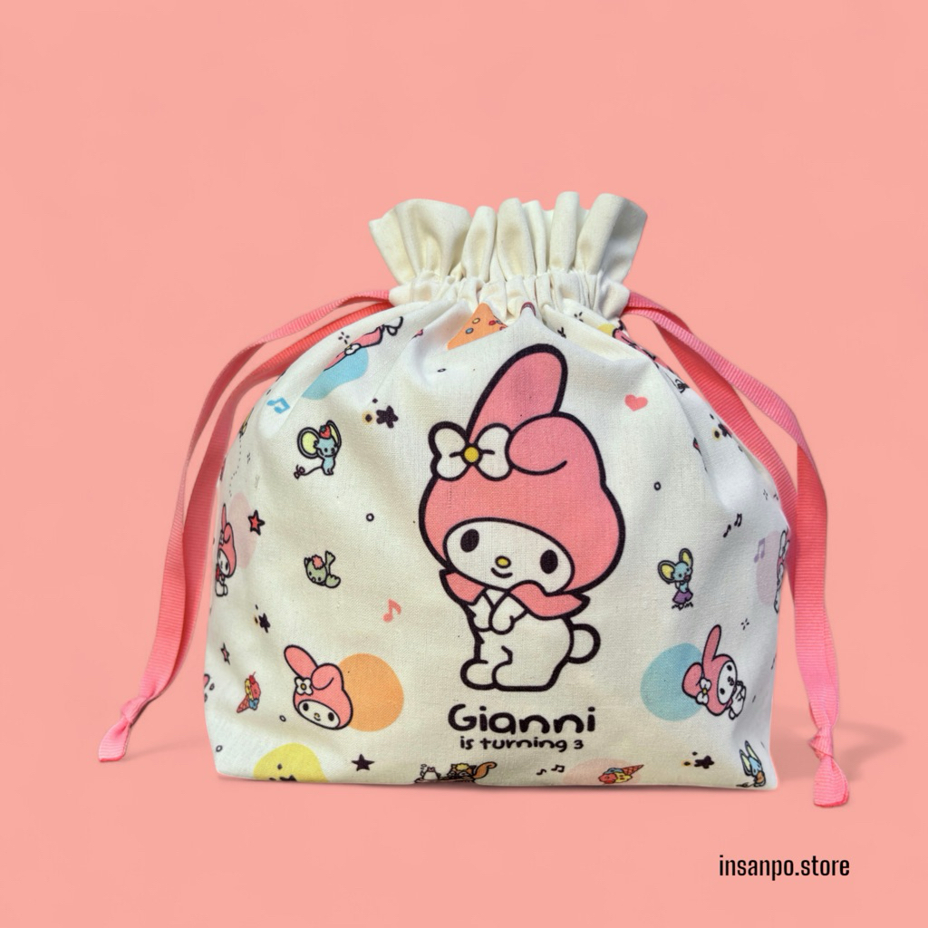 

MY MELODY Drawstring Pouch Goodie Bag Ulang Tahun Custom