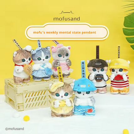 Gantungan Mofusand Keychain Boneka Mofusand Metal State Series Mofusand Everyday Keychain Kucing Mof