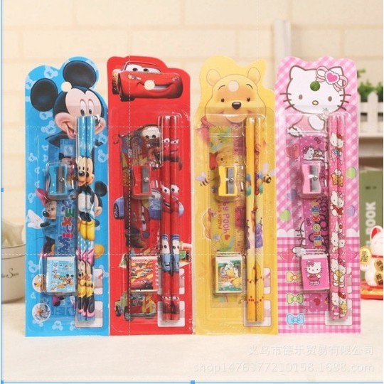 

(The Habit) Stationery Set 5 in 1 Alat Tulis Anak Sekolah Penghapus penggaris Pensil Serutan Karakter Lucu