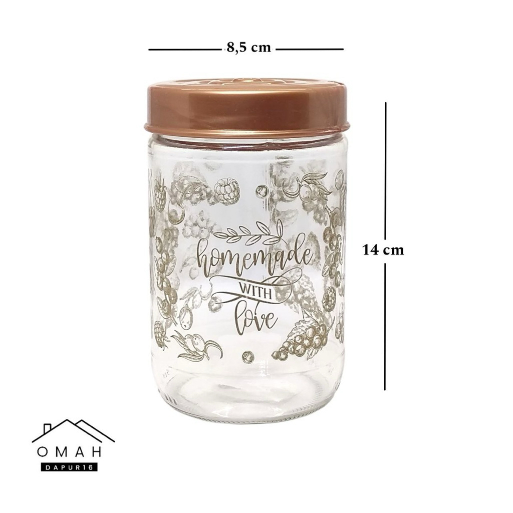 Toples Kaca Kue Kering Tutup Estetik Homemade With Love / Toples Kaca Tutup Kayu Rustik