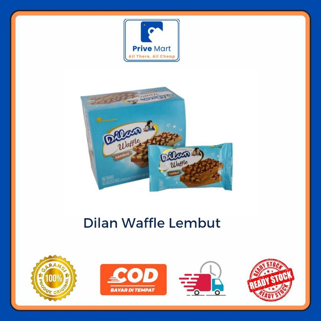 

Dilan Waffle Lembut/Kue Wafel Rasa Cokelat 16g Prive Mart
