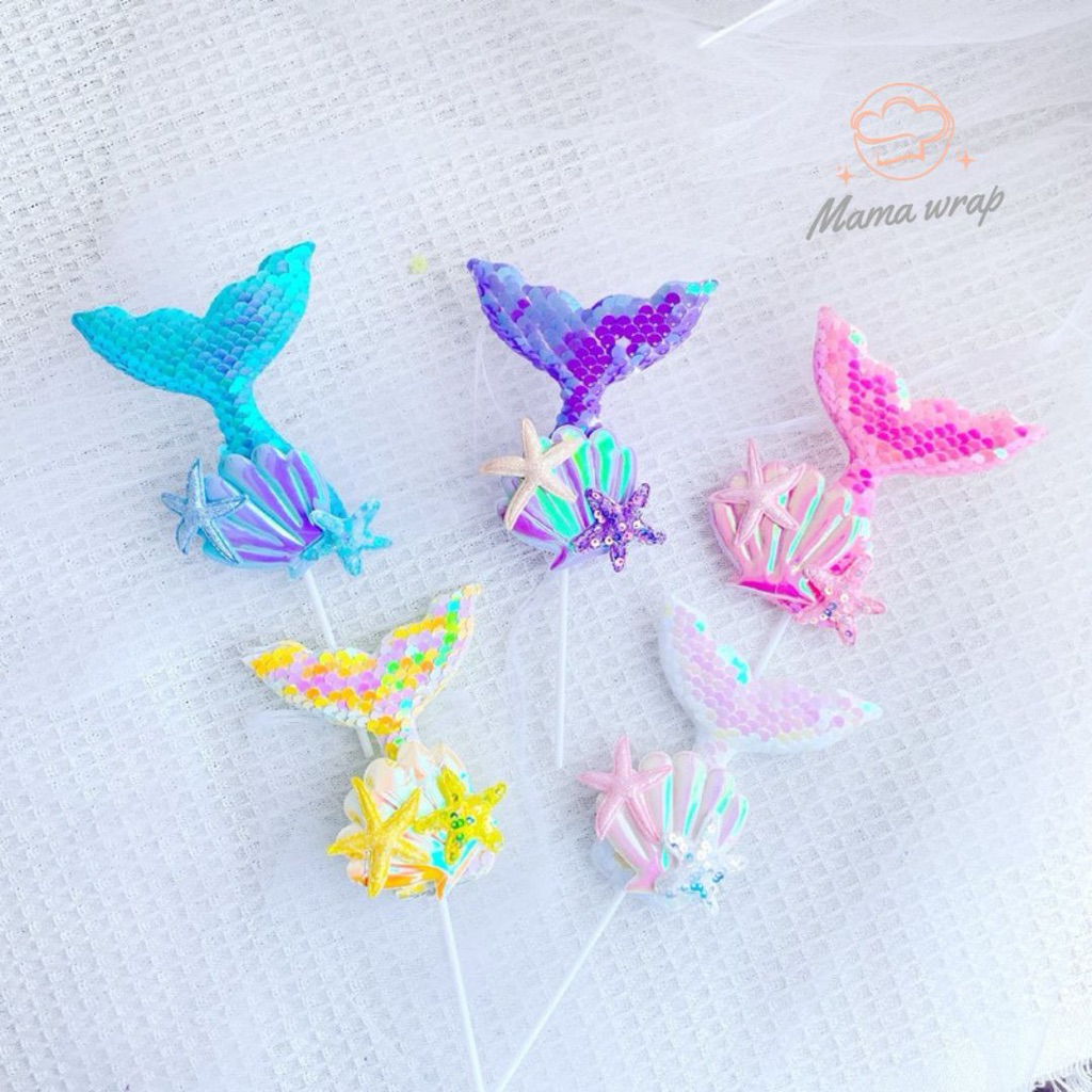 Topper Birthday Cake Mermaid Dekorasi Kue Ulang Tahun Aksesoris Kue