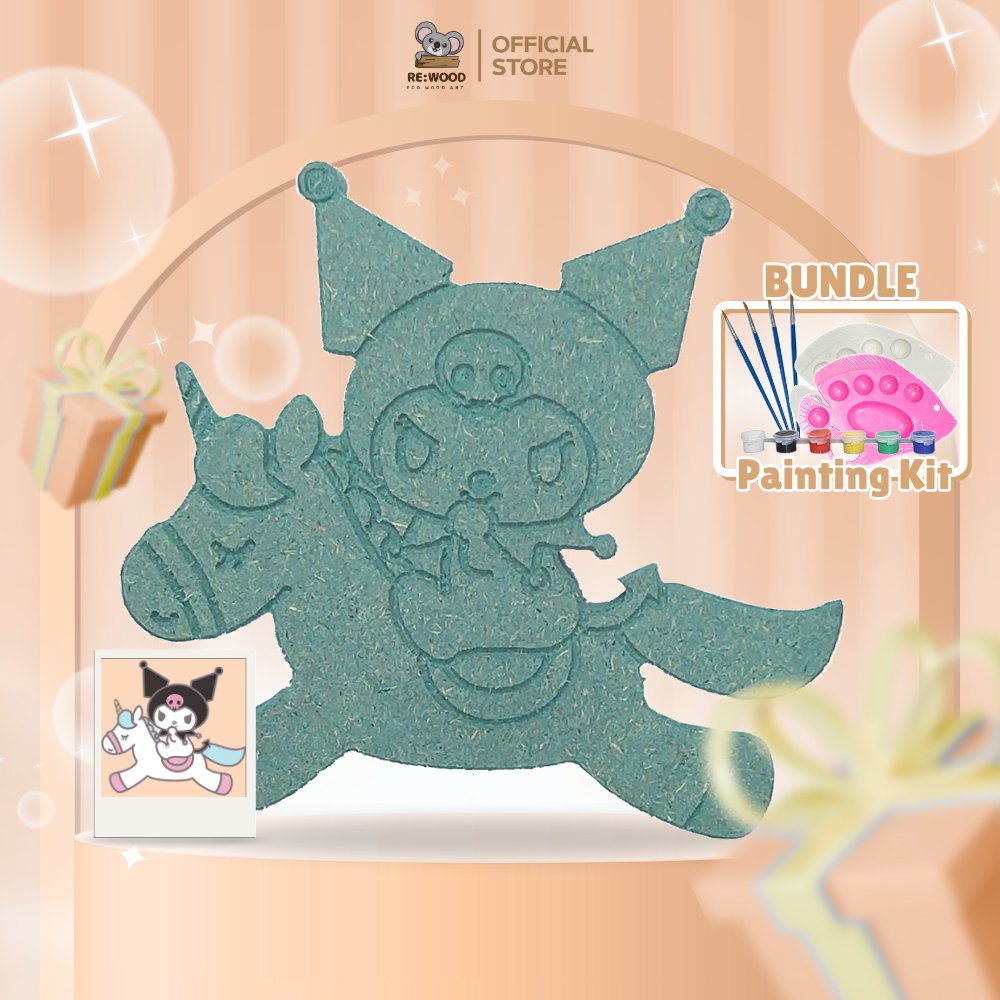 

REWOOD DIY Wood Character Painting Kit Set Kuromi Kuda | 12,5cm | Mainan Melukis Mewarnai