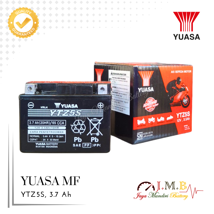 Aki Motor Yuasa YTZ5S Aki Kering Untuk Beat, Scoopy,  Supra 125, Vario 110, Xeon, Mio Soul, Gear