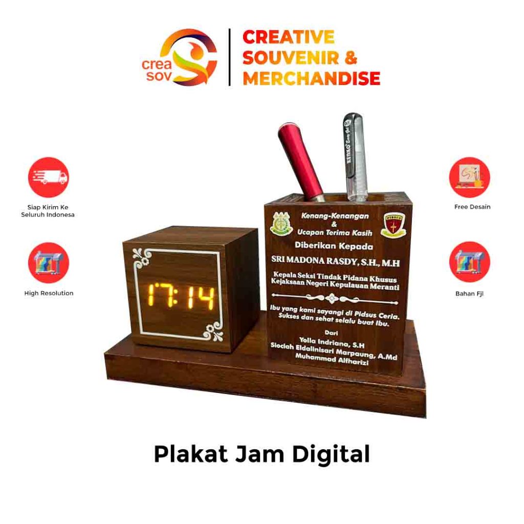 Creasov - Akrilik KaYU Wisuda Piagam Jam Digital Kayu Box Akrilik Plakat Penghargaan Costum