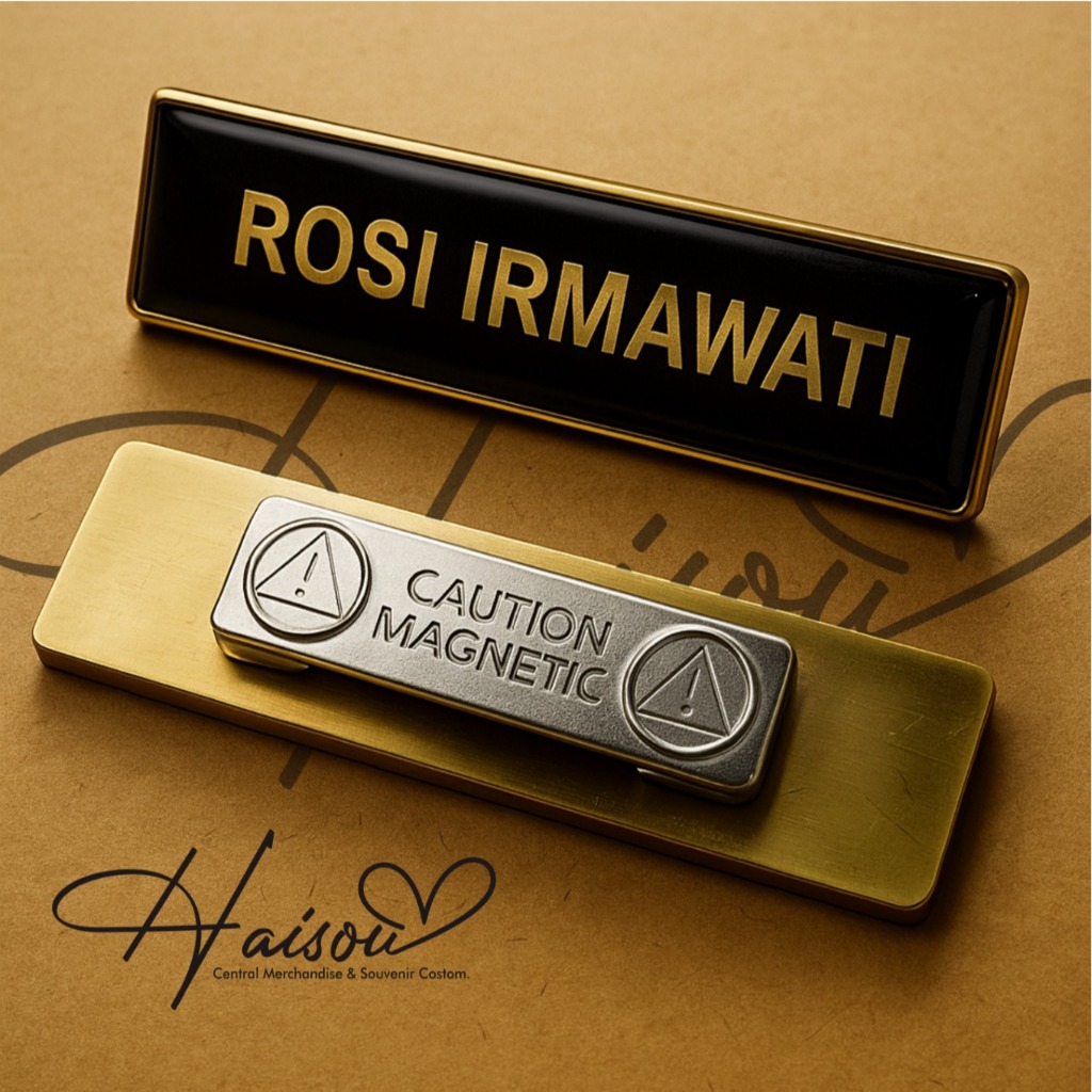 

Nametag Custom Nama & Logo | Akrilik / Silver / Magnet – Cocok untuk Kerja & Event