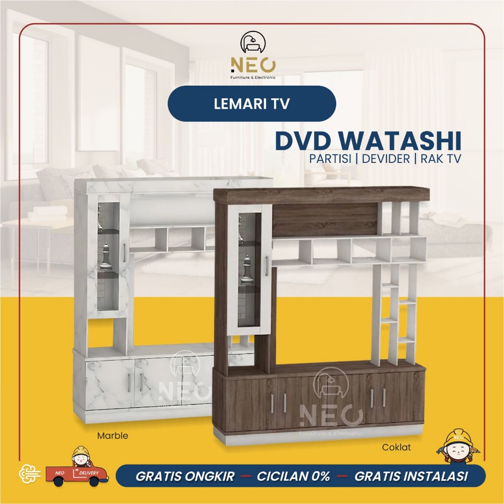 NEO - LEMARI TV PARTISI DINDING DVD WATASHI DEVIDER BUFFET TV PENYEKAT RUANGAN 2 SISI BOLAK BALIK DE