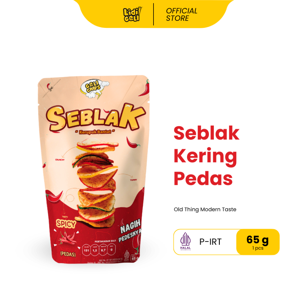 

Geli Chips Seblak Kering Pedas Gurih Daun Jeruk 65gr