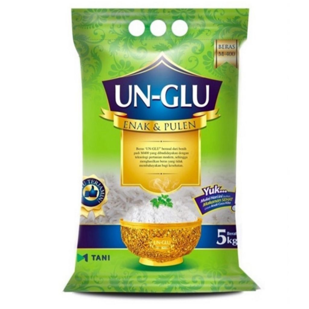 

Beras UNGLU Kemasan 5kg/Unglu Beras 5kg/Beras Rendah Gula UNGLU 5kg