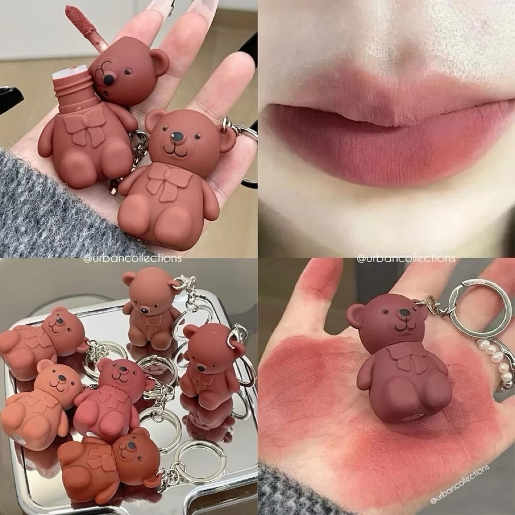 Teddy Bear Keychain Lipstick Gantungan Kunci Lipstick 6 Warna Matte Lipstick Mini Keychain 6 Warna V