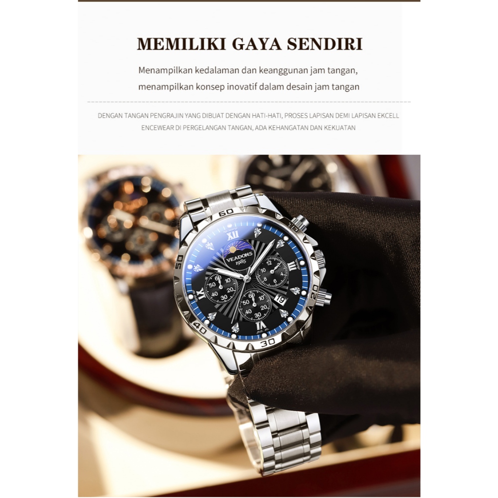 Wajib Punya CodVeadons Jam Tangan Pria Safir Modern Mewah Klasik Keren Keren 100% Asli Kalender