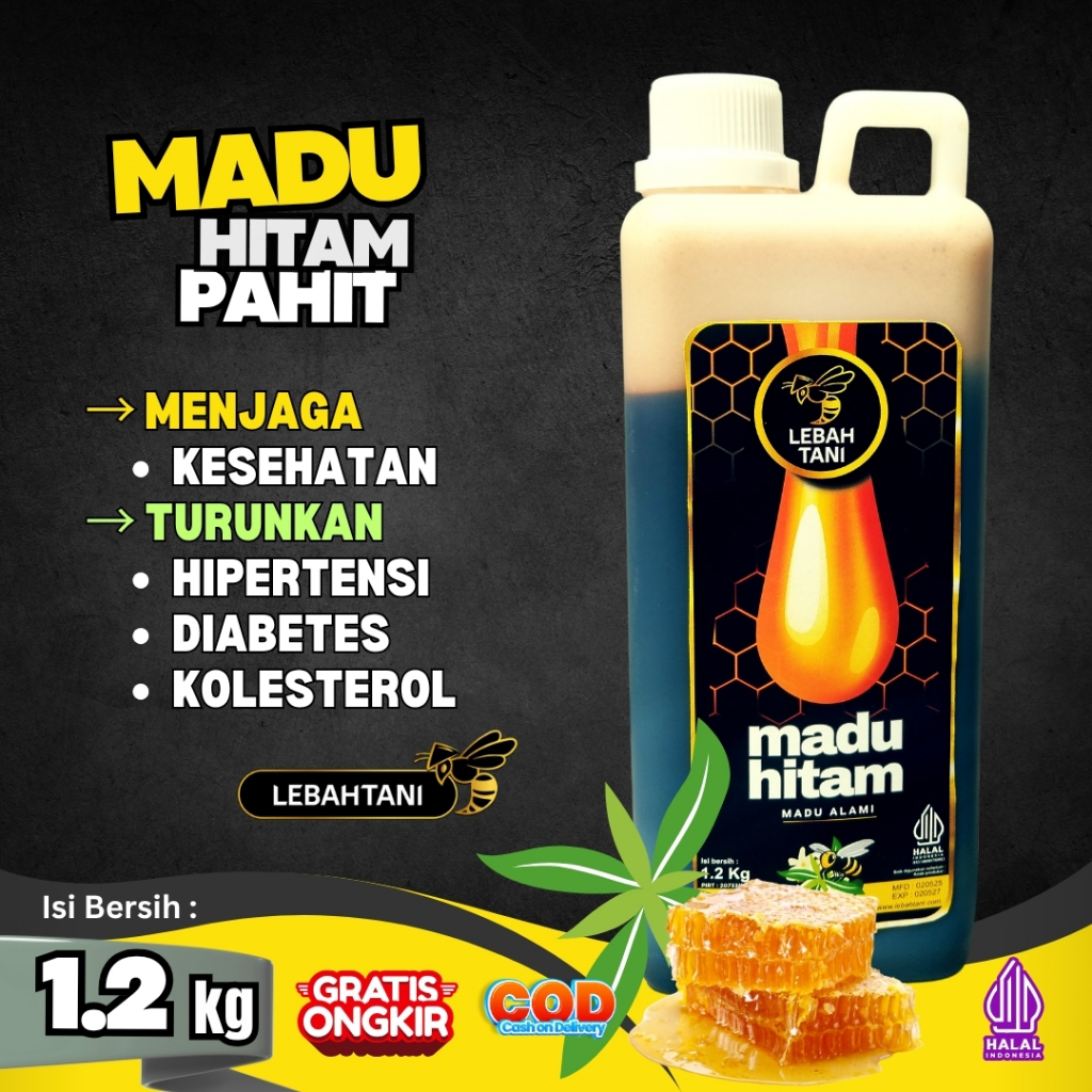

Madu Asli Hitam Pahit Lebahtani 1.2 kg