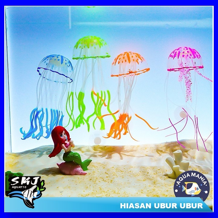 UBUR-UBUR JELLYFISH HIASAN AQUARIUM DEKORASI ORNAMEN PAJANGAN AQUARIUM
