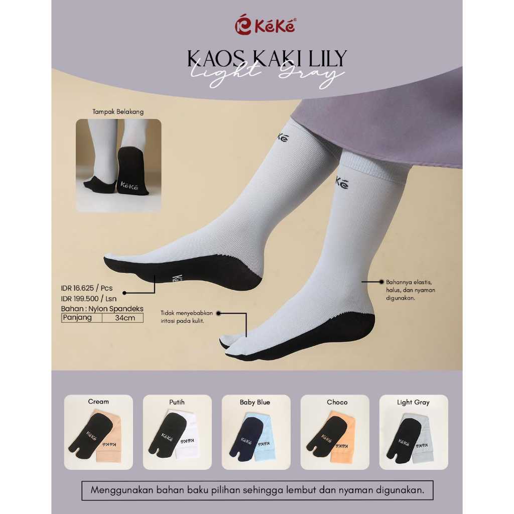 Kaos Kaki Lily Telapak Hitam by KEKE / Lily Kaos Kaki / KAOS KAKI DEWASA / KAOS KAKI JEMPOL / KEKE O