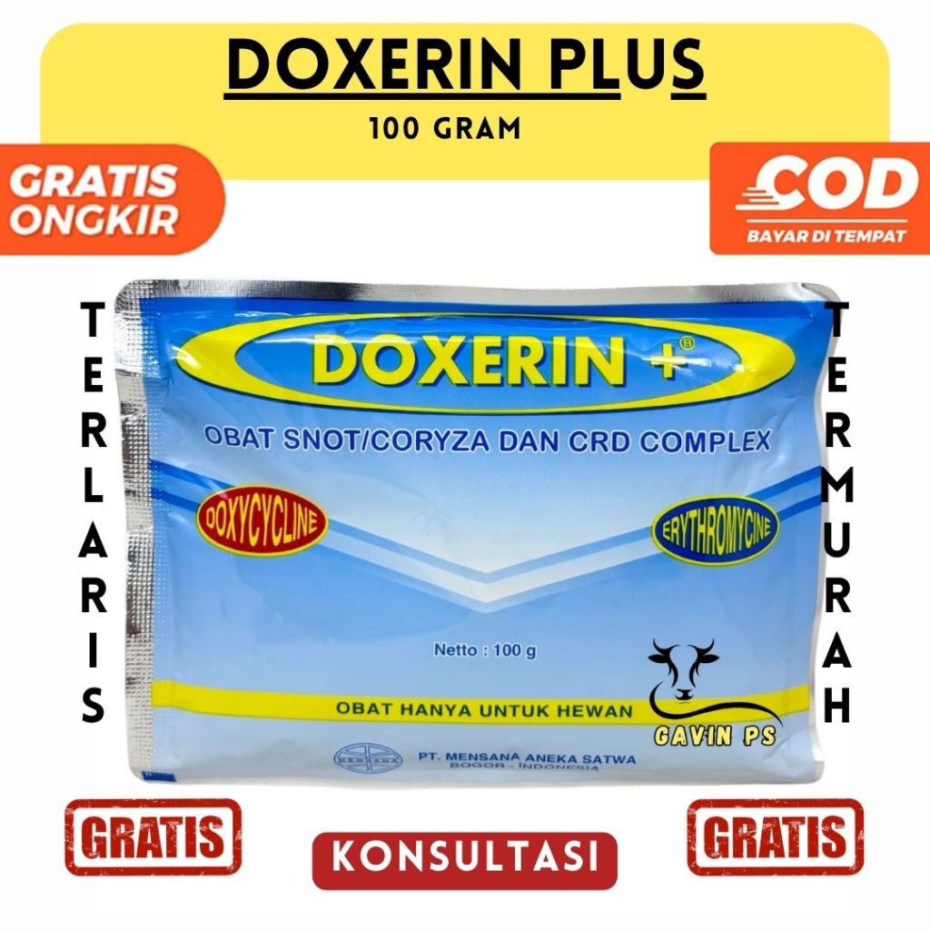 DOXERIN PLUS 100 GRAM - Mensana - Obat Unggas Ayam Snot Coryza CRD Pernafasan Complex
