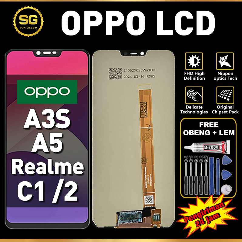 Original LCD For OPPO A3S A5 LCD Realme 2 LCD Realme C1 Original Fullset FREE GIFT Touchscreen asli 