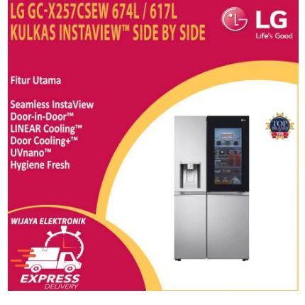 LG GC-X257CSEW Instaview 674/617 KULKAS INSTAVIEW GC-X257CSEW