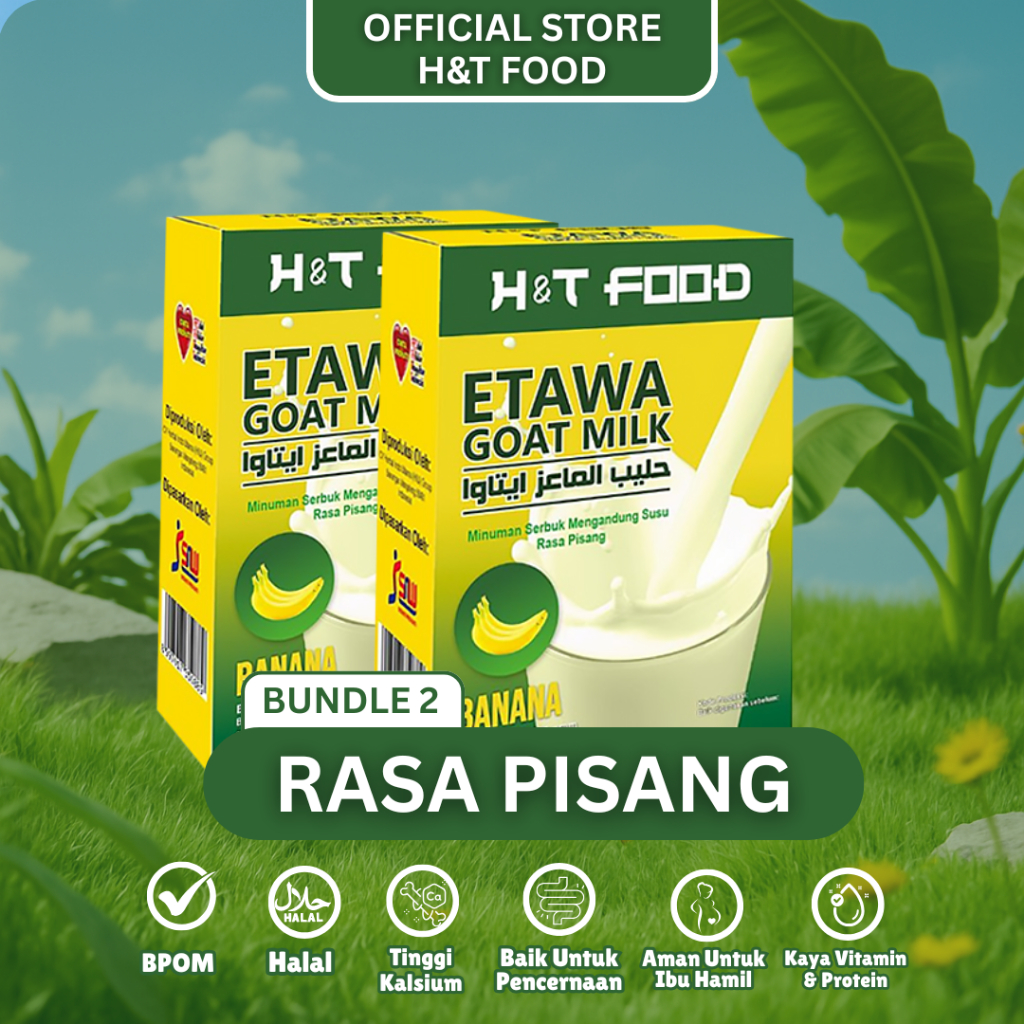 

[H&T Food] Etawa Goat Milk Banana Paket 2 Box - Susu Kambing Etawa Rasa Pisang 200gr Tinggi Protein & BPOM