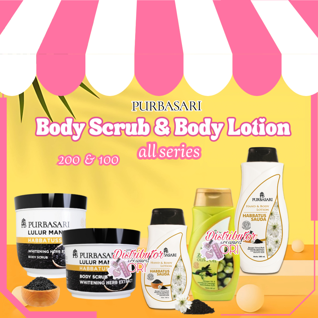 Purbasari Hand & Body Lotion Habbatussauda | Body Scrub Habbatussauda | ALL SERIES | Purbasari HB Lo