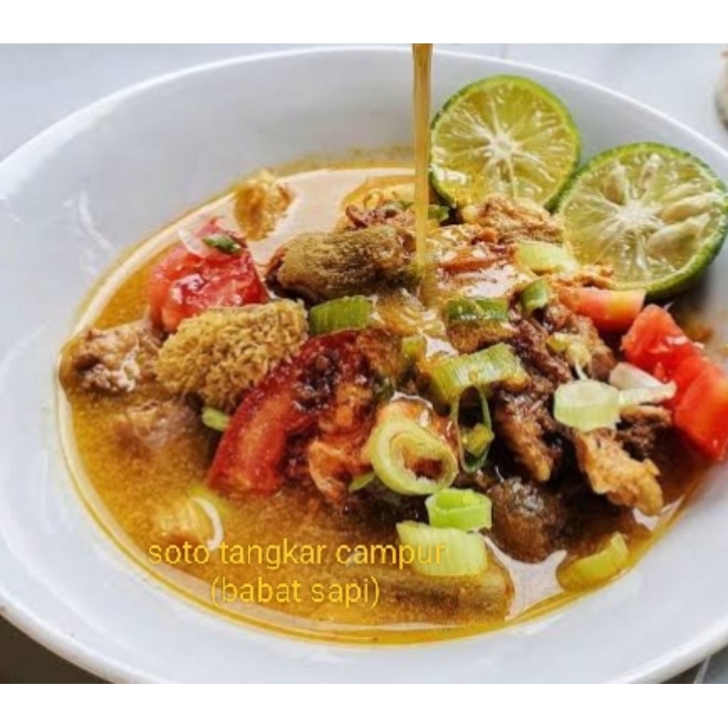 

soto tangkar campur/soto tangkar babat sapi