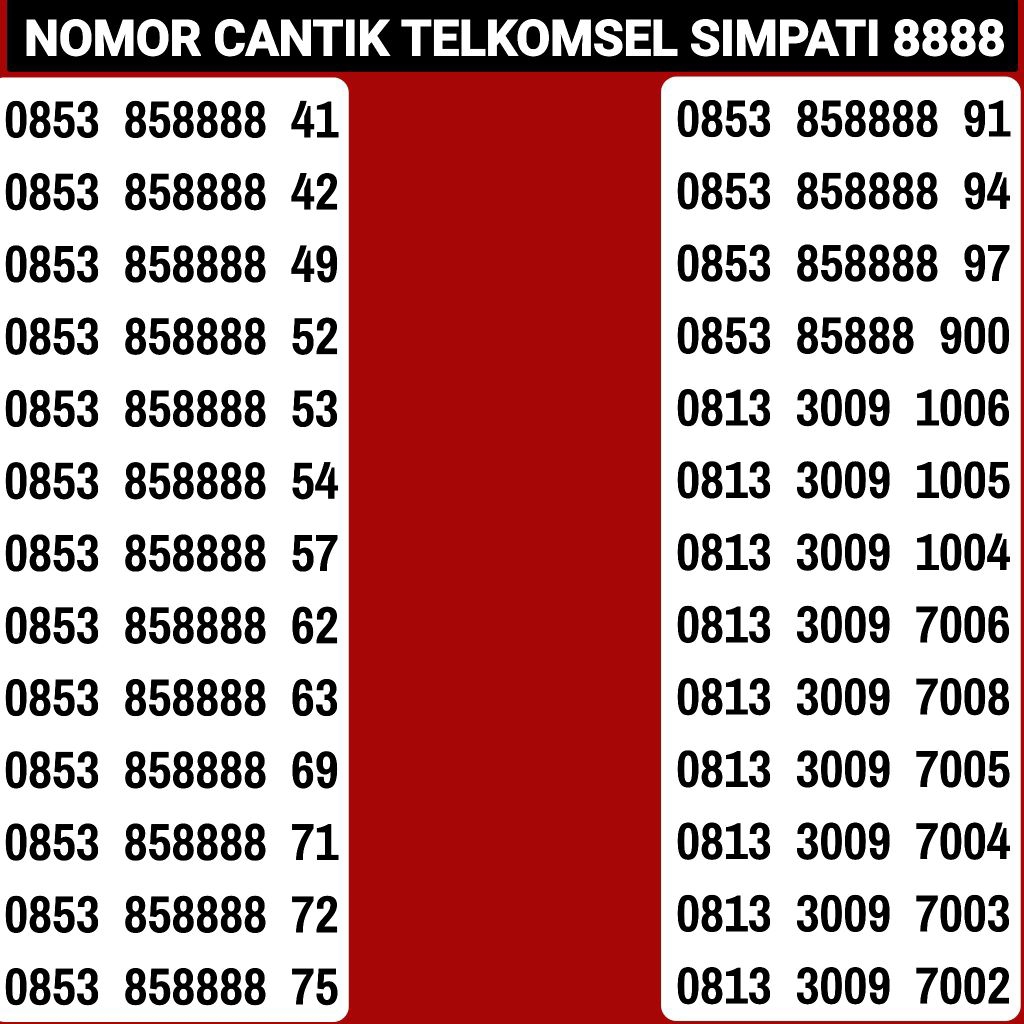 NOMOR CANTIK TELKOMSEL SIMPATI NOMOR CANTIK SIMPATI 8888