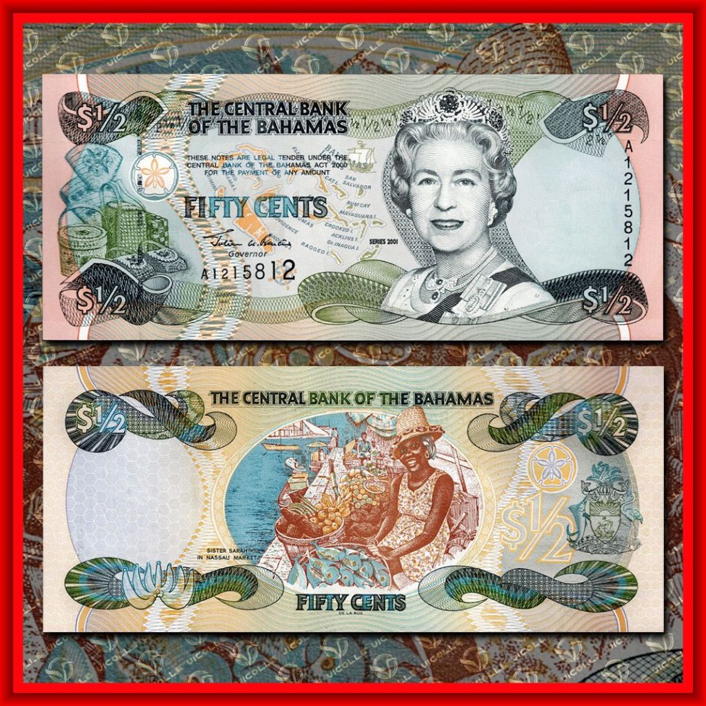 BAHAMAS 50 Cents 2001 Elizabeth II, UNC
