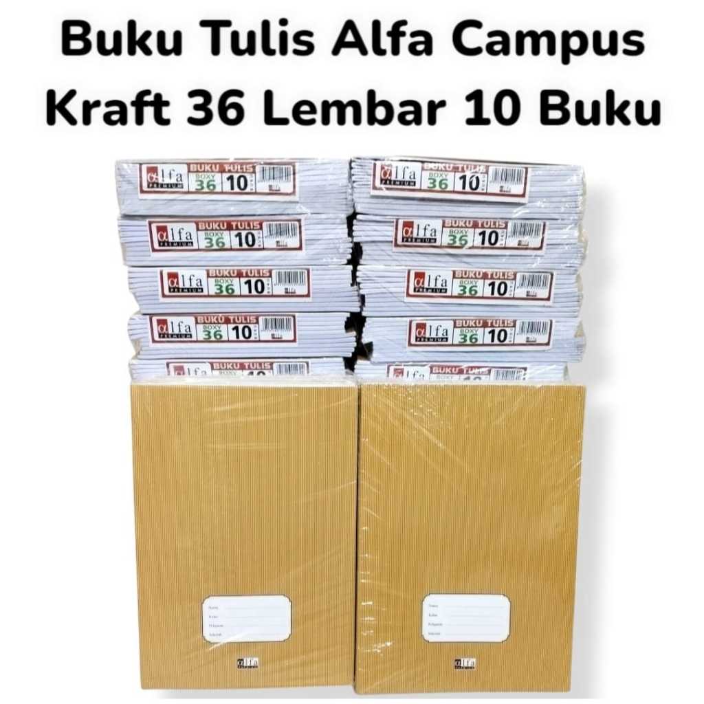 

Alfa Buku Tulis Ukuran Boxy/Campus 10 Buku isi 36 lembar / 50 lembar. Kualitas TOP
