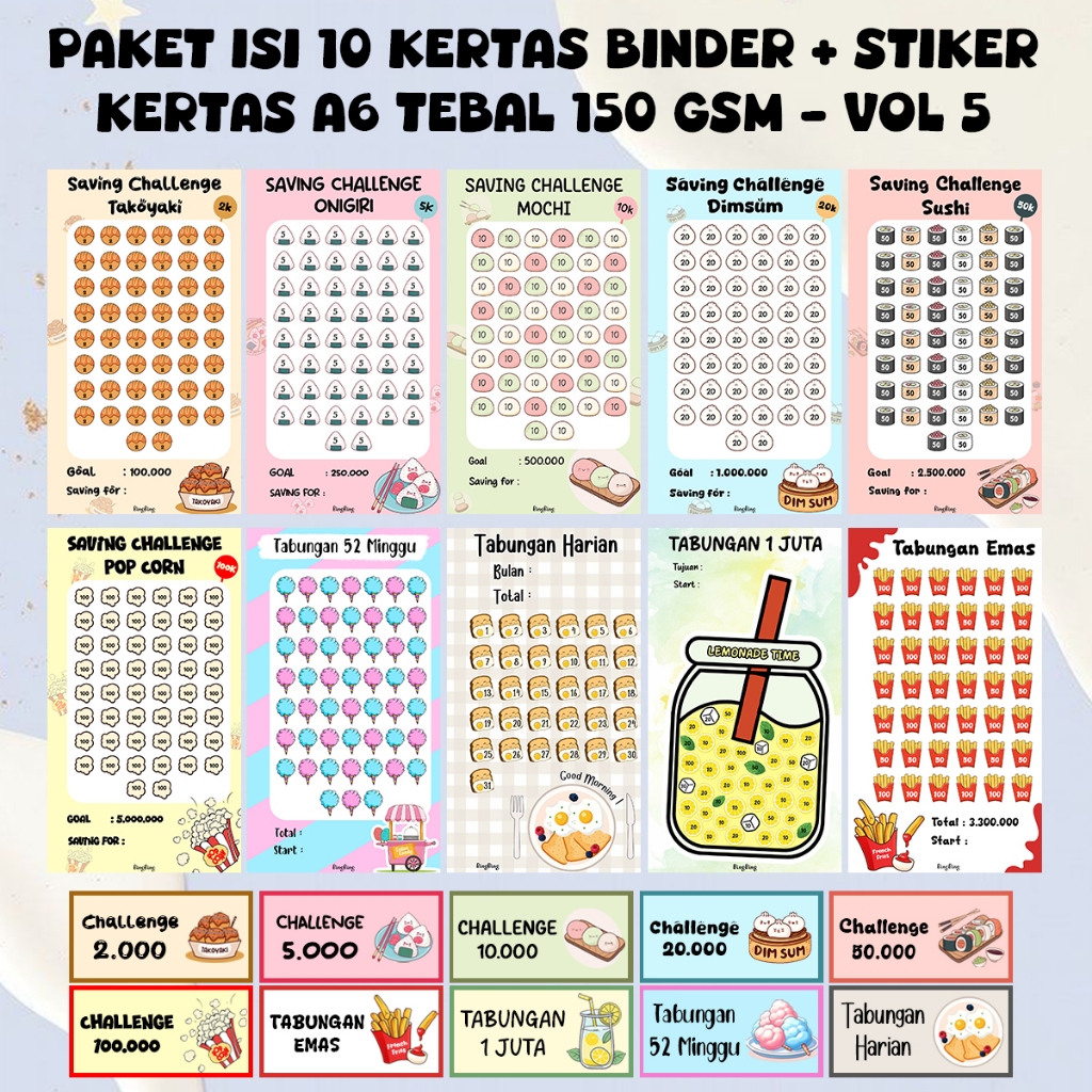 

Paket 10 Lembar Kertas + 10 Stiker (Kertas Isi Binder Menabung)