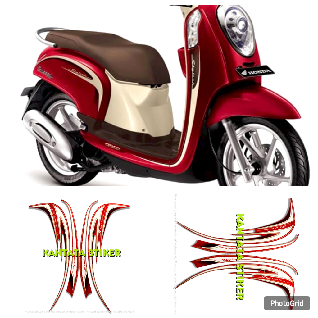 STIKER MOTOR SCOOPY STYLISH 2015 MERAH STANDAR