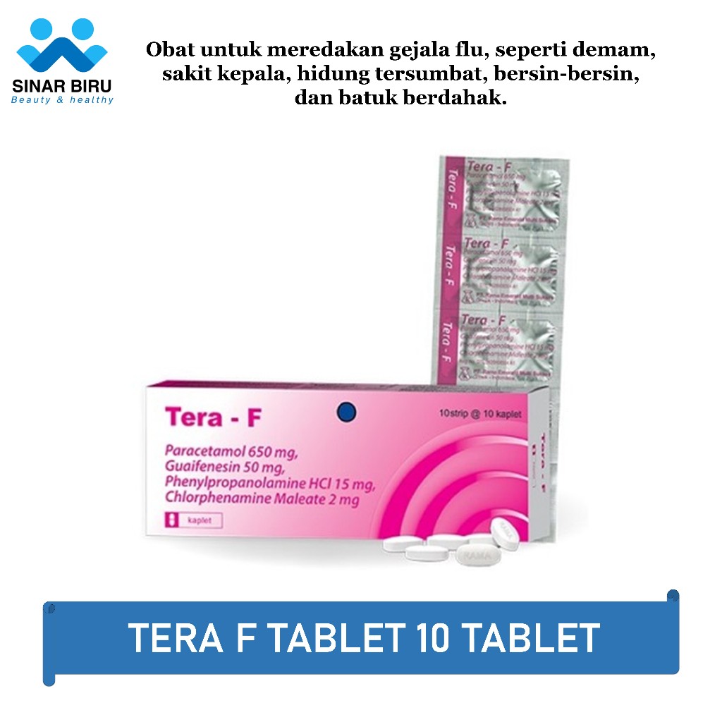 TERA-F Strip 10 Tablet - Obat Demam Batuk Berdahak Pilek Flu Sakit Kepala Tera F