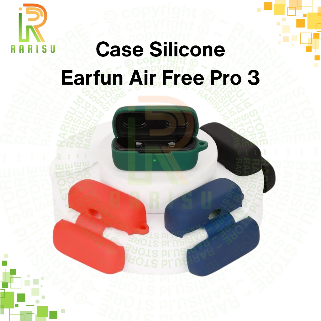 Case Earfun Air Free Pro 3 Casing Cover Silicone Protective + Carabiner Rarisuid