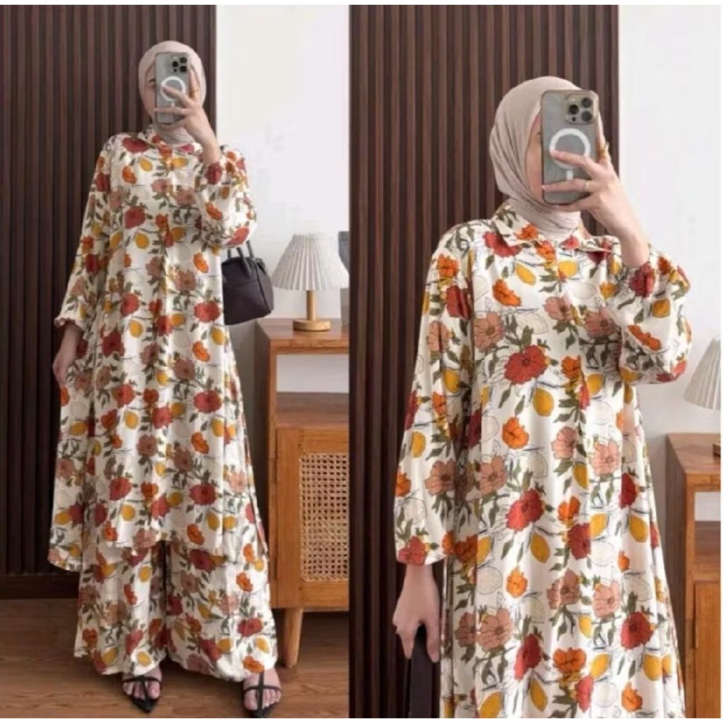 BEST SELLER SETELAN LONG TUNIK RAYA TERBARU RAYON ADEM BUSUI FRENDLY MEWAH KEKINIAN SETCEL ONESET