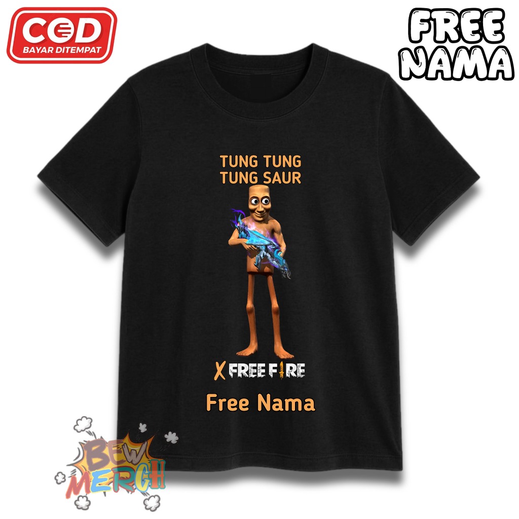 Kaos Anak TUNG TUNG TUNG SAUR X FREE FIRE AK47 DRACO - T shit anak TUNG TUNG TUNG SAUR X FREE FIRE A