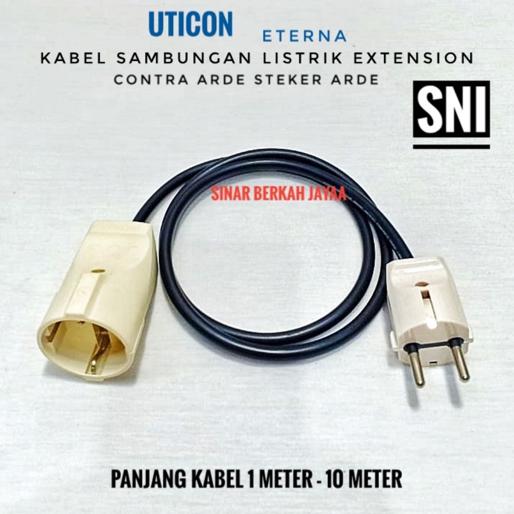 UTICON Kabel Sambungan Listrik EXTENSION Contra SNI Kabel HITAM 1Meter - 10Meter