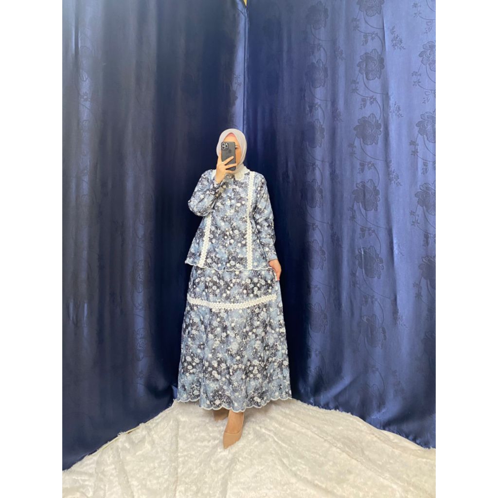 SET ROK WANITA KATUN BOLONG BORDIR FULL FURRING TERBARU SET ROK RENDA KATUN BOLONG BORDIR COD