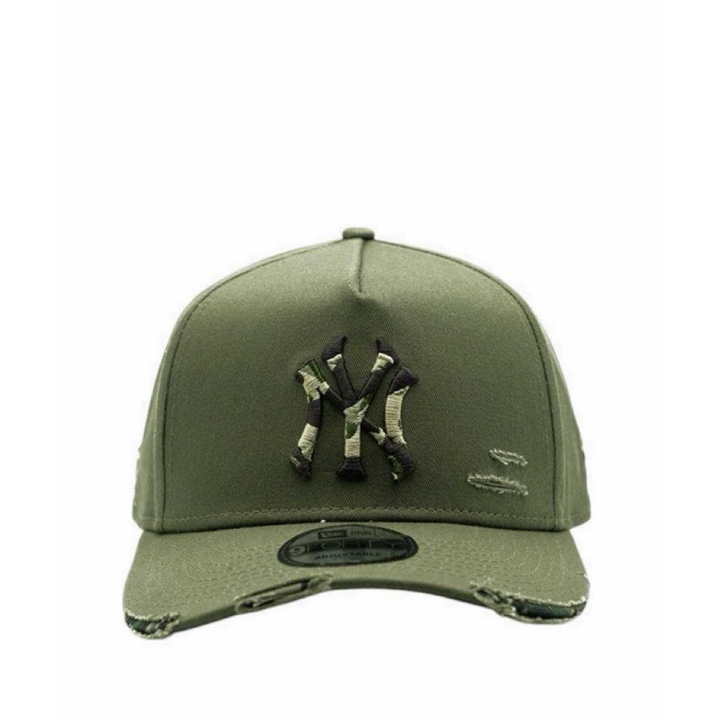 Topi New Era Original A Frame Cotton Damage Olive Army Camo