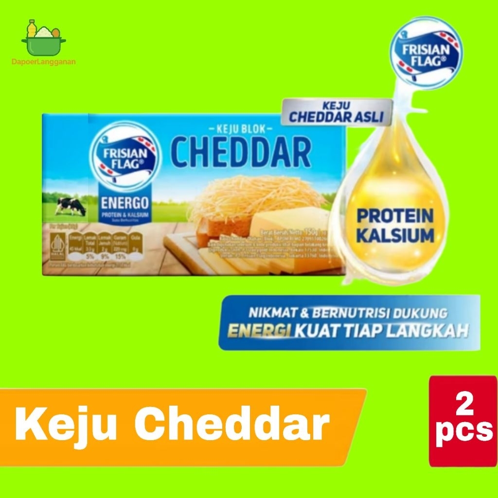

Frisian Flag Keju Cheddar 150gr x 2 , Keju Blok