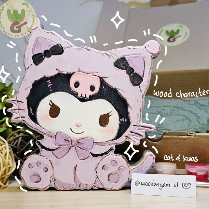 

DIY Wood Character Painting Kit Mewarnai Melukis Kayu Karakter Mainan Edukatif Anak Hampers Souvenir Kuromi Cat Woodengem