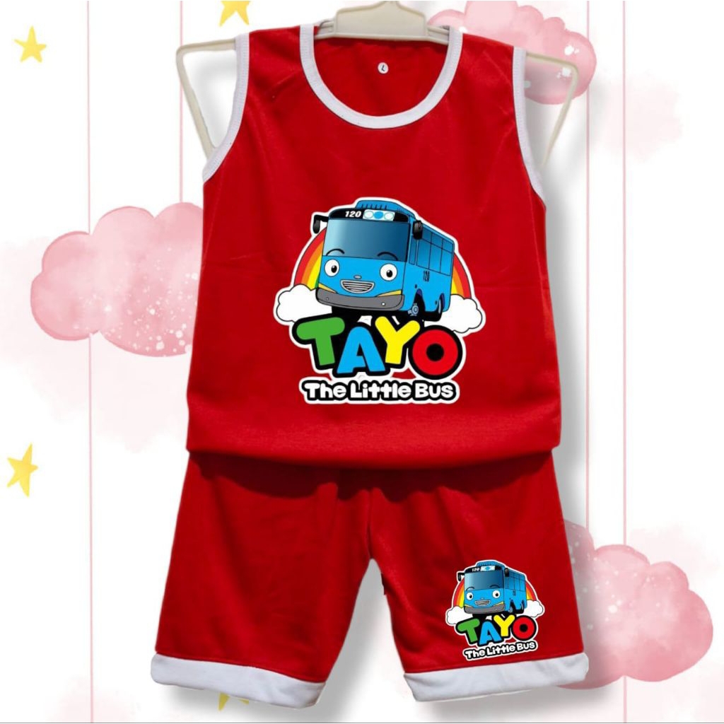 SETELAN SINGLET ANAK COWOK DAN CEWEK 1-10 TAHUN TAYO