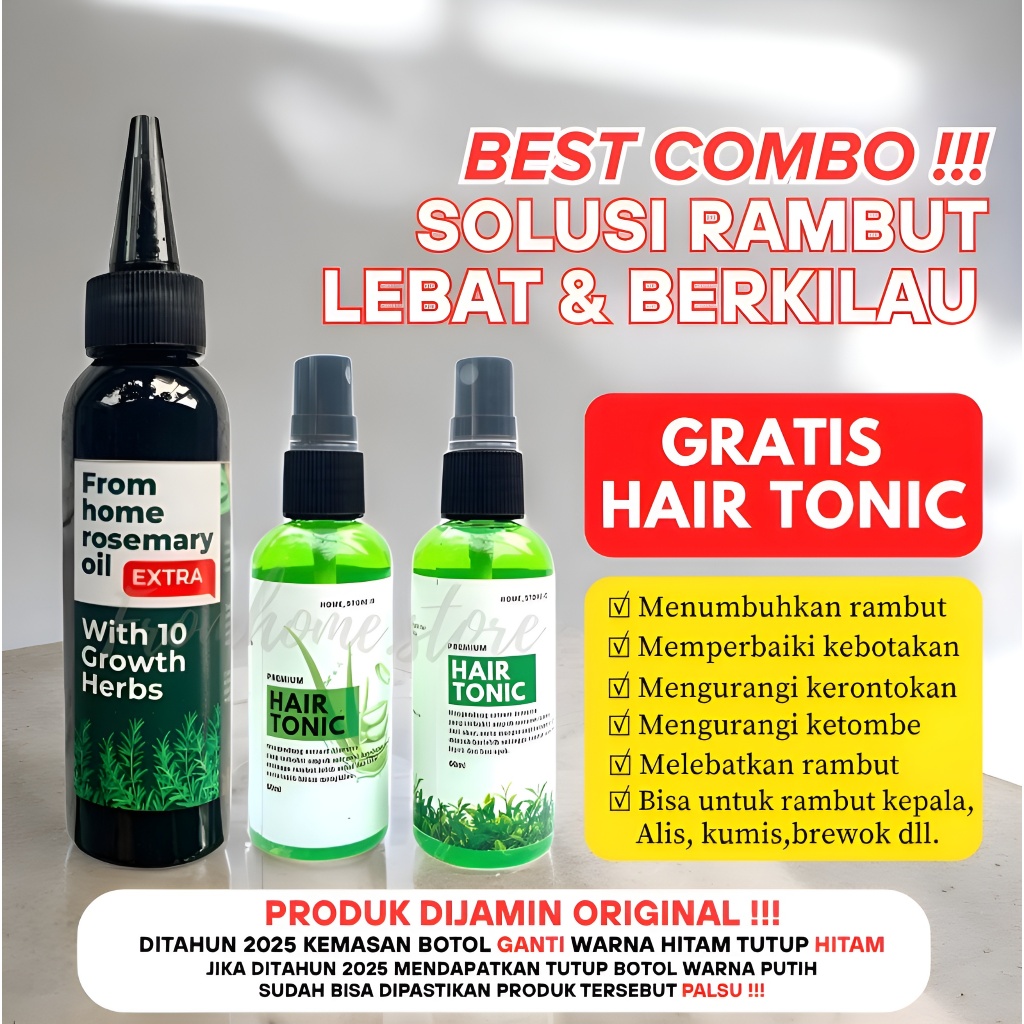 BELI 1 GRATIS 1 From Home Rosemary Oil Penumbuh Rambut Botak Rontok 100ml Kemasan Baru ORIGINAL (FRE
