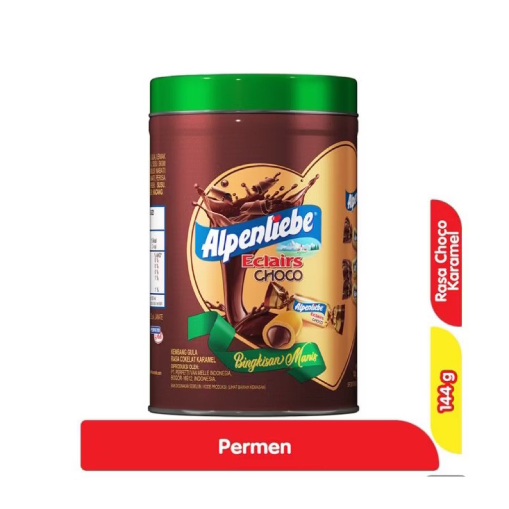

Alpenliebe Permen coklat Karamel Alpenlible kaleng 144gr (exp 2026)