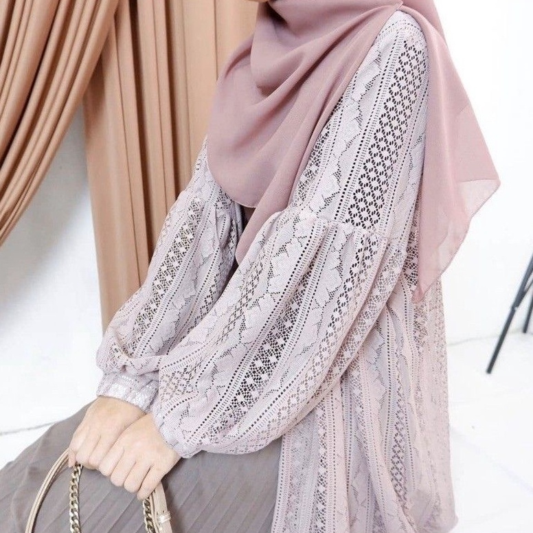KODE U4H Outer BrukatCardigan BrukatCardigan Lengan Balon Long Outer Brukat Premium