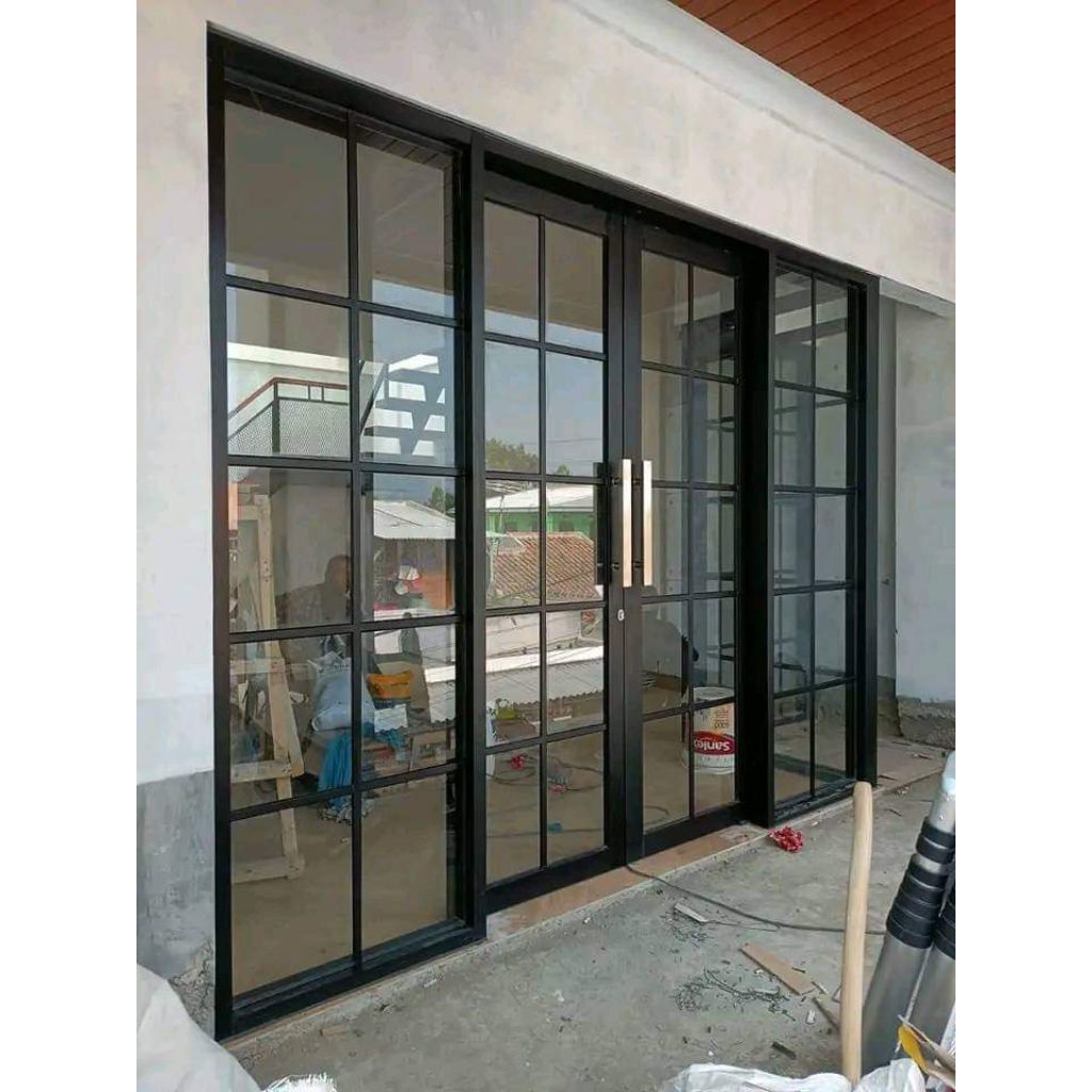 pintu double aluminium kaca