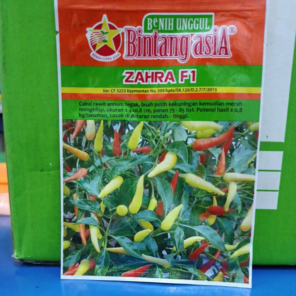 Benih Cabe Unggul Biji Cabe Rawit ZAHRA F1 Cap Bintang Asia Kemasan 10gr PT BENIH CITRA ASIA