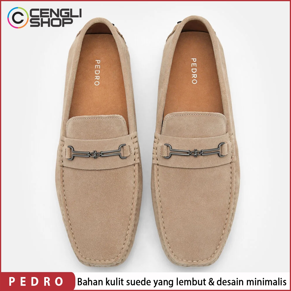 PM184 SEPATU PEDRO SLIP ON PRIA ORIGINAL KASUAL SEMI FORMAL KULIT COKLAT