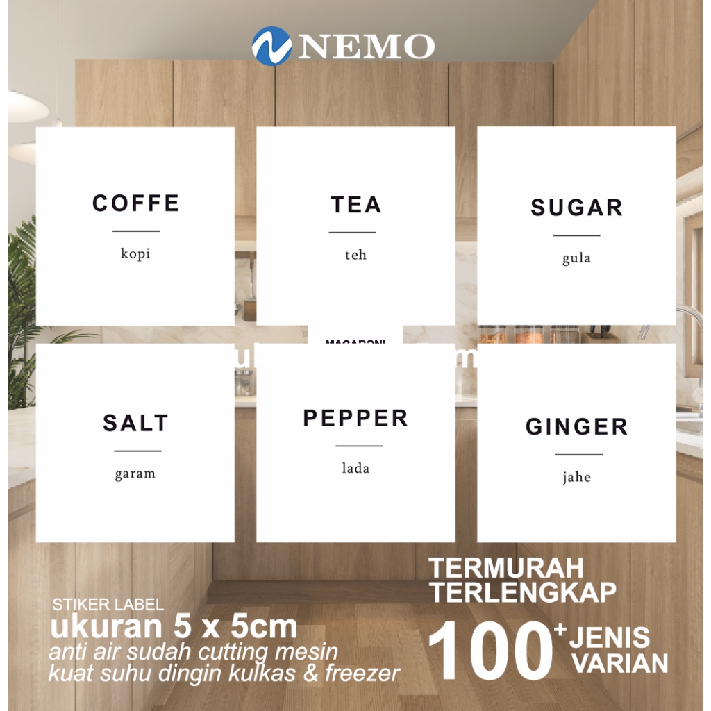 

Stiker Label Pantry Tahan Air& Minyak - Stiker Minimalis untuk Wadah Makanan, Baking, Bumbu Dapur RG