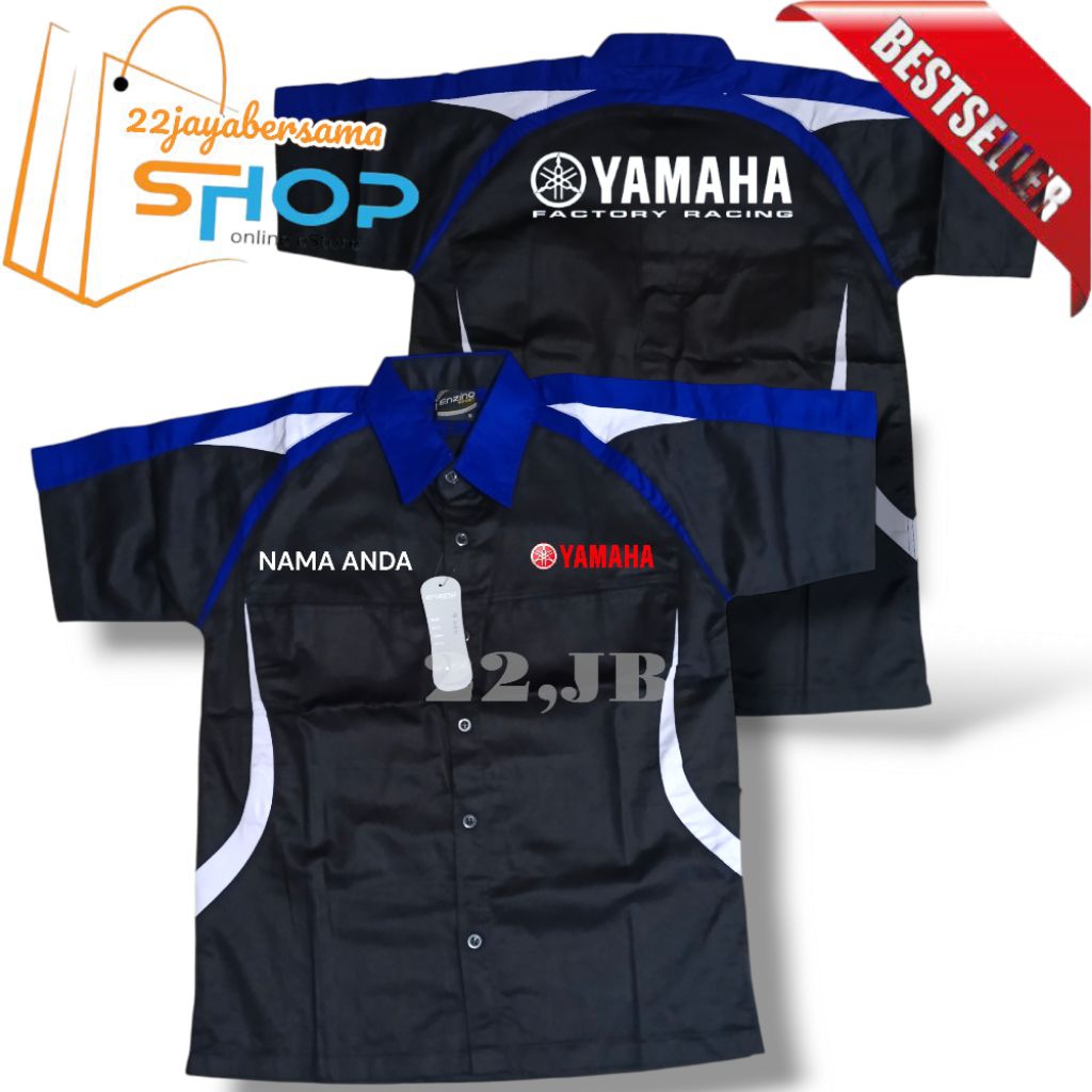 Kemeja Yamaha Factory Racing • Baju Seragam Yamaha • Seragam Yamaha Terbaru Lengan Pendek